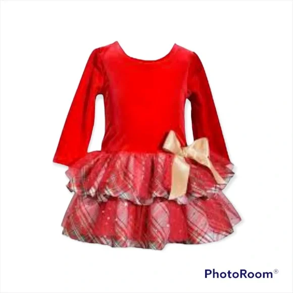 bonnie bell christmas dresses Bonnie Jean Little Girls Red Plaid Tiered Knee-Length Christmas Dress 3T